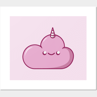 Pink unicorn cloud Posters and Art